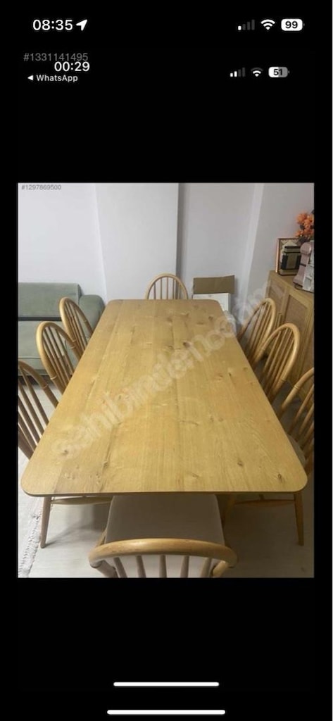 8 kişilik ahşap meşe yemek masası takımı - 2