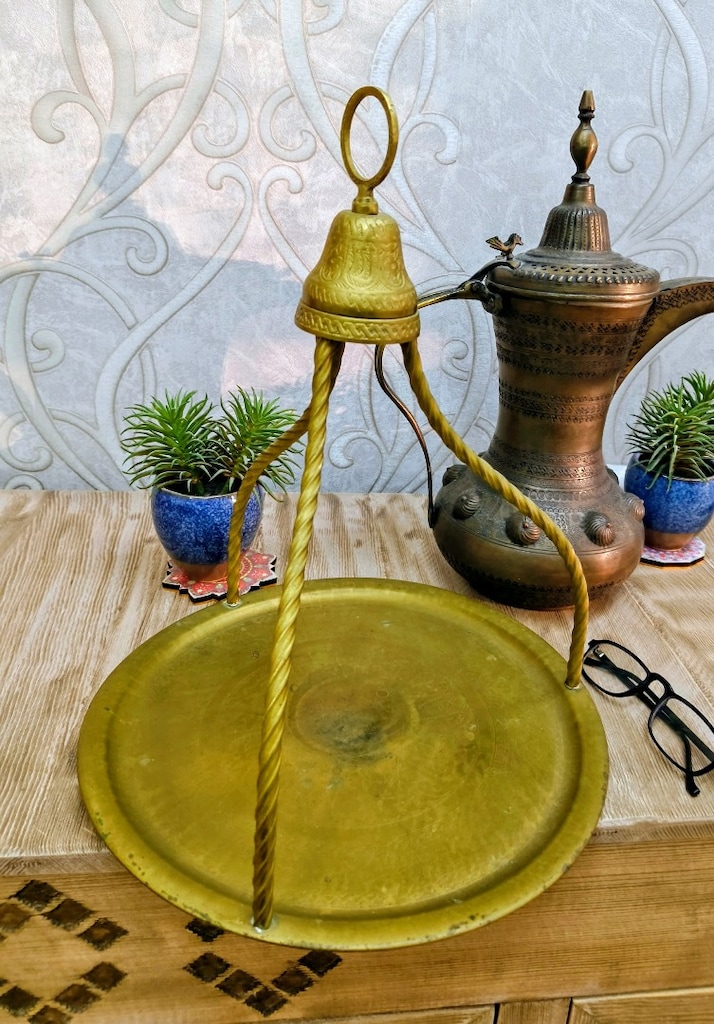 Antika Pirinç Askılı Çay/Kahve Tepsisi - Makedonya Ohri - 2