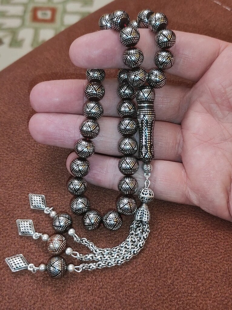 GÜMÜŞ İŞLEMELİ KUKA TESBİH - 10