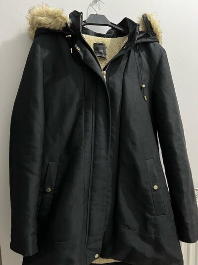 mango s beden siyah kadın mont parka kaban
