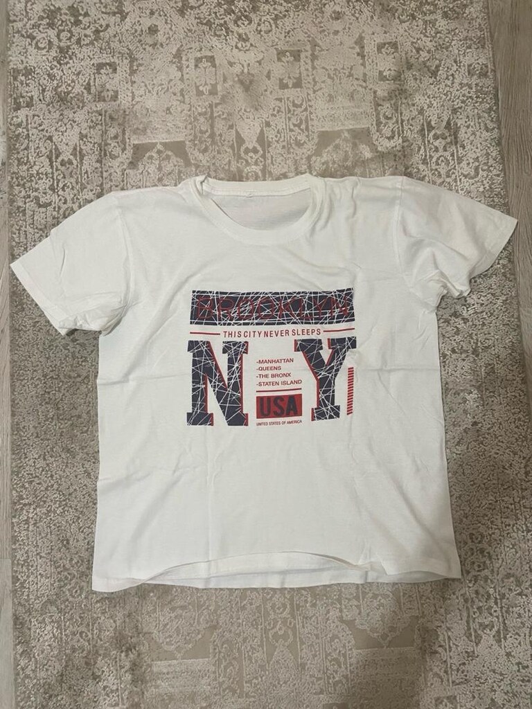 NY baskılı beyaz tişört - 2