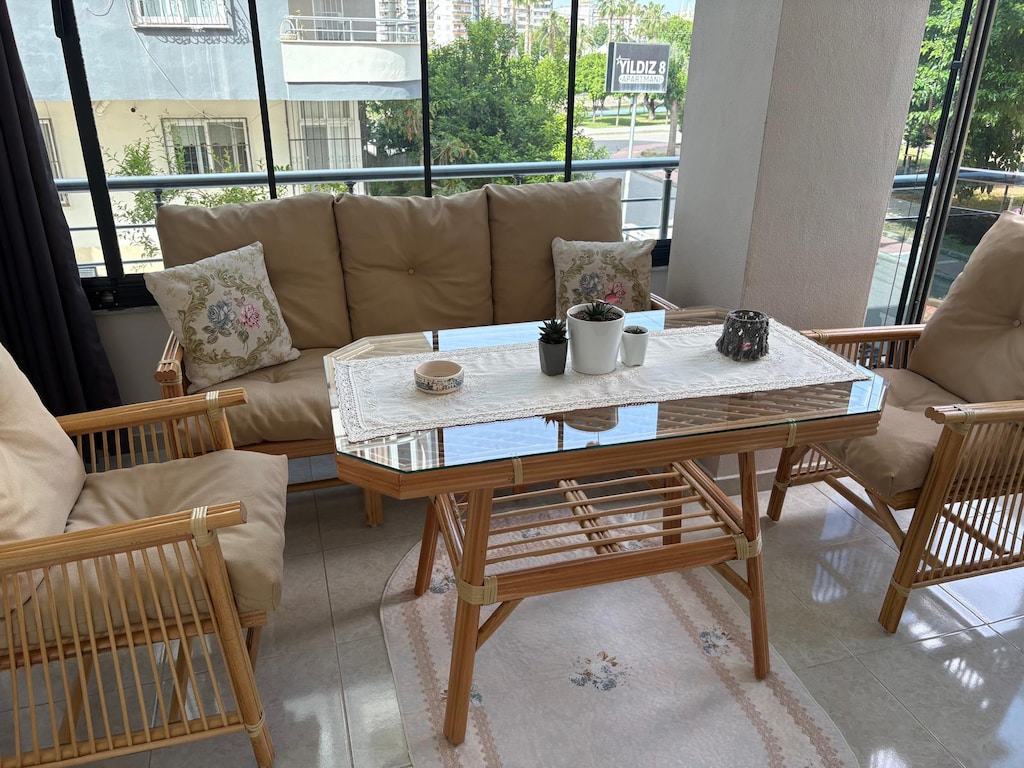 Balkon Takımı Bahçe Takımı Bambu Hiç kullanılmadı - 4