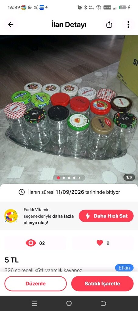 Kavanoz tane 5tl kapaksız,küçük reçellik 4tl,soda şişesi 3tl,sarelle 5 - 16