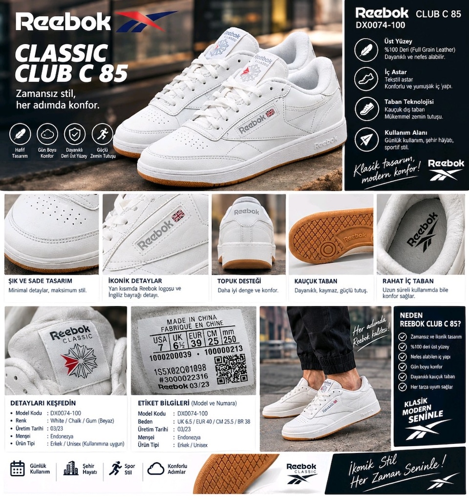 Reebok Clasik 85 Model 40numara