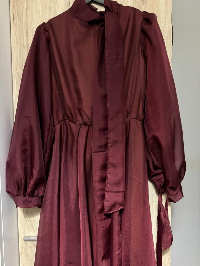 bordo elbise - 3