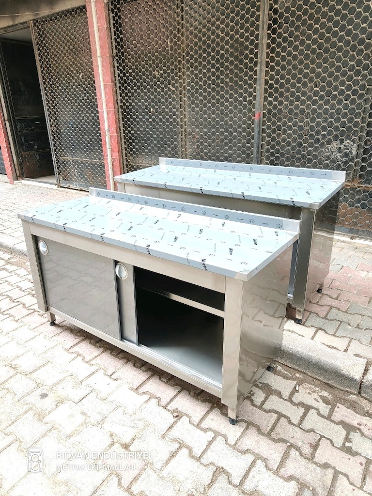 160 cm krom çalışma tezgahı krom tezgah endüstriyel hazır mutfak tezga - 10