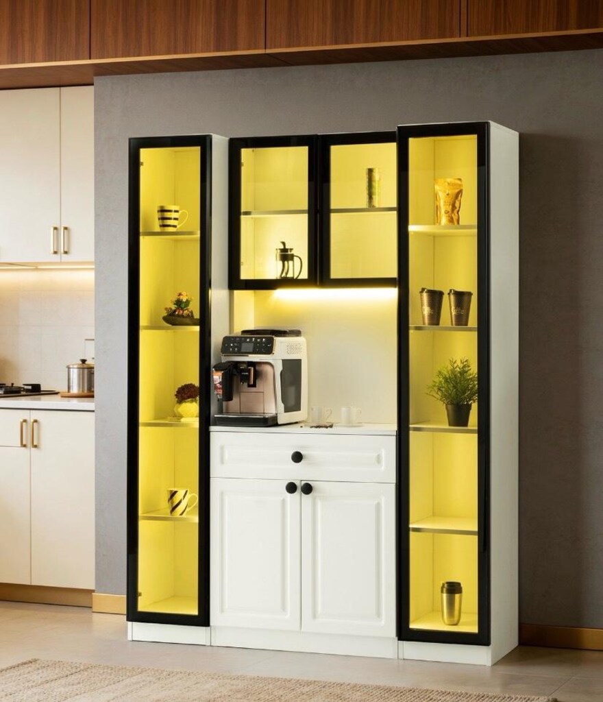 kahve standı 3 lü komple mdf led ışıklı - 2