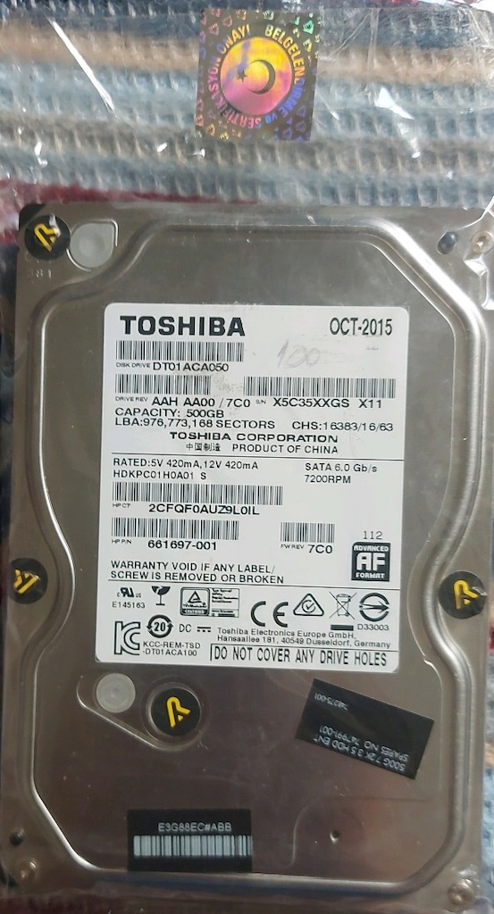 TOSHIBA 500 GB HARD DISK DT01ACA050 - 2