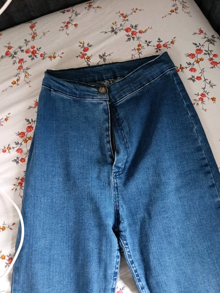 mavi dar beli lastik dar pantolon - 2