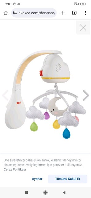 Fisher Price Mutlu Bulutlar Dönence ve Uyku Arkadaşı