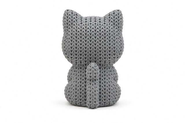 Yapı3D Örgü Dokulu Dekoratif Kalpli Kedi Figürü