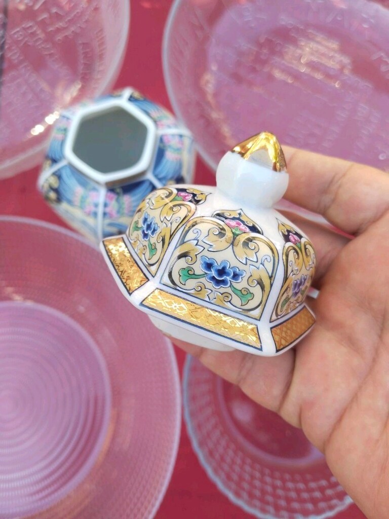 SEIZAN JAPAN Vintage Japon Porselen Kapaklı Urne – Kuş ve Çiçek Motifl - 3