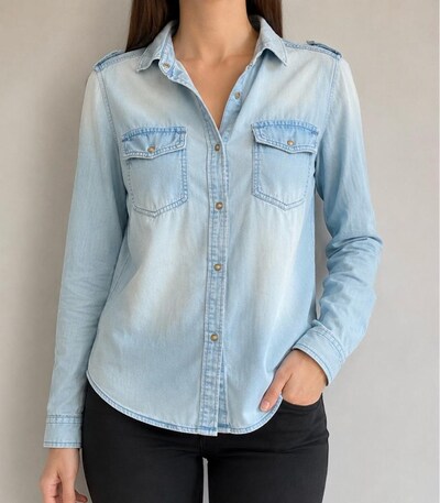 MNG Jeans Açık Mavi Denim Gömlek
