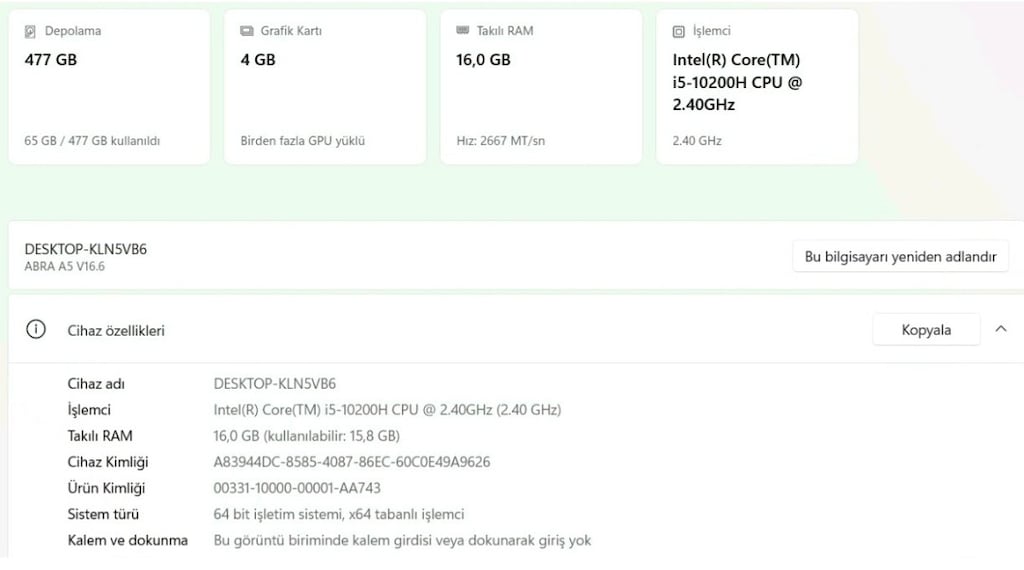 i5 10. Nesil Monster G@ming 16 GB RAM tam bir oyun canavarı laptop - 8