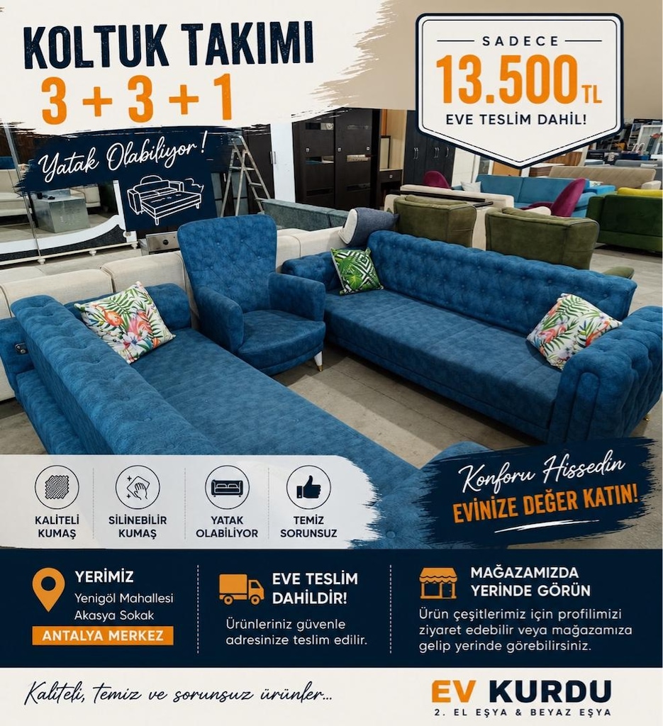 KOLTUK TAKIMI FIRSAT FİYATA EVE TESLİM DAHİL 2. el