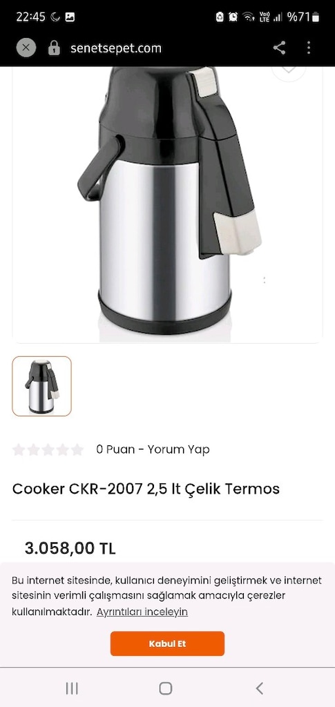 çelik termos 2.5lt ,2 adet kupa bardak - 2