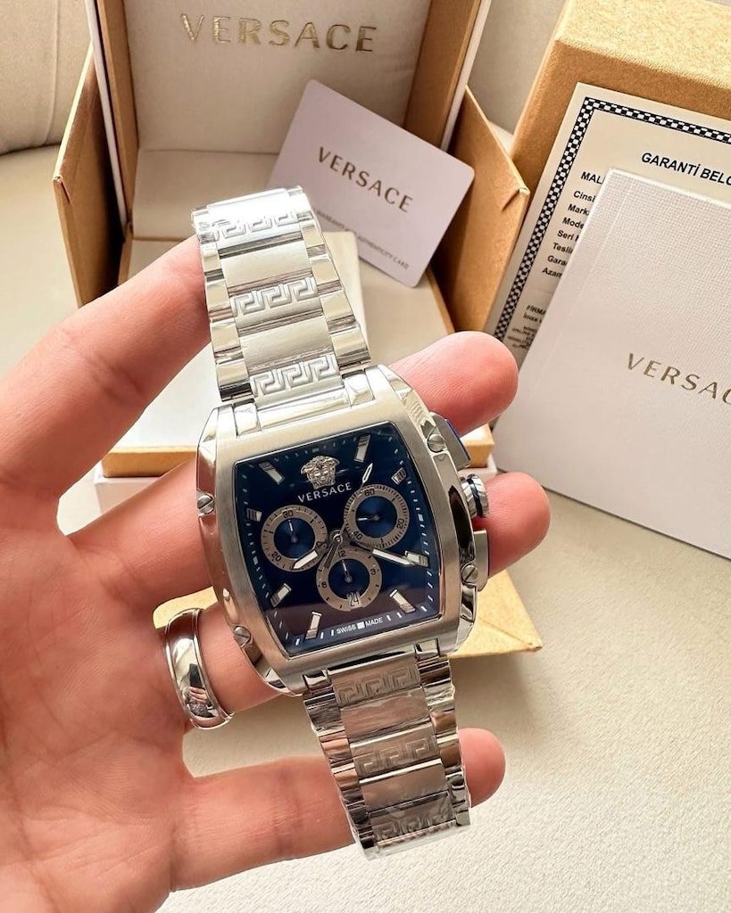 ORJİNAL VERSACE KARE SWİSS MADE ERKEK KOL SAATİ - 5