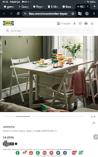 İkea norden açılır çekmeceli beyaz ahşap beyaz masa 150*80 açıkken - 2
