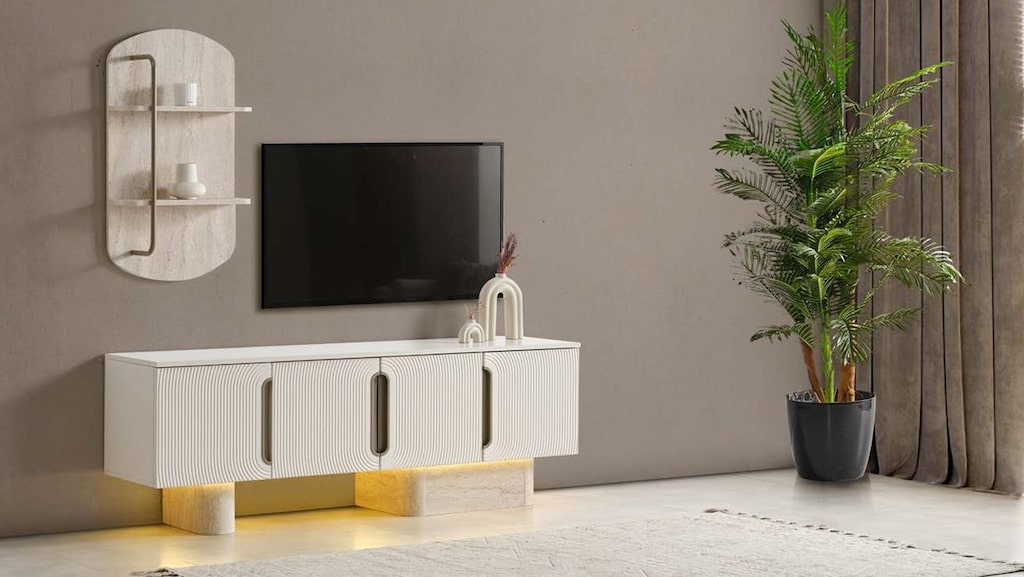 Sıfır , %100 MDF , Modern TV Ünitesi - Aytaşı , Traverten - 3