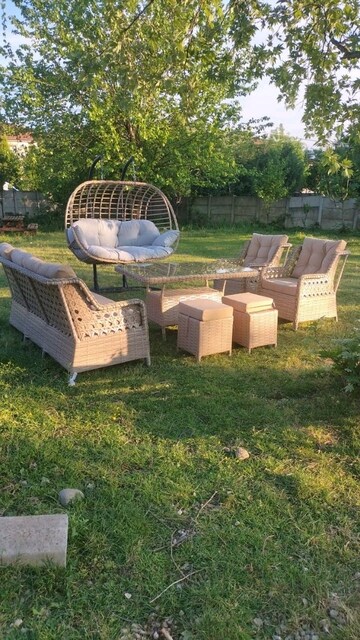 Bahçe balkon mobilya oturmagrubu Rattan takımı çift kişilik salıncak