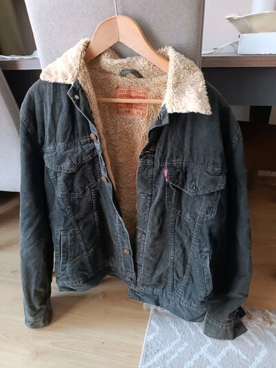 1990'lardan Kalma Vintage Levi's Sherpa Soluk Siyah Kot Ceket