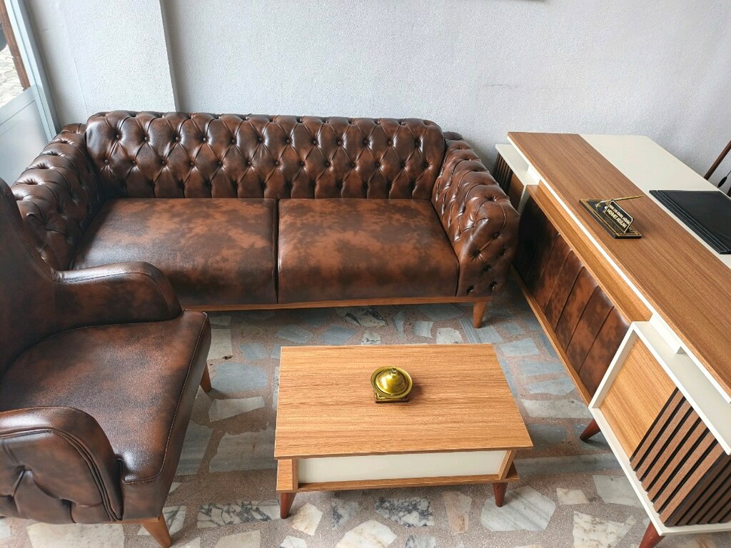 AL KAZAN !3 günlük sıfır ÇESTER KOLTUK LU 8 PARÇA OFİS TAKIMI SADECE - 6