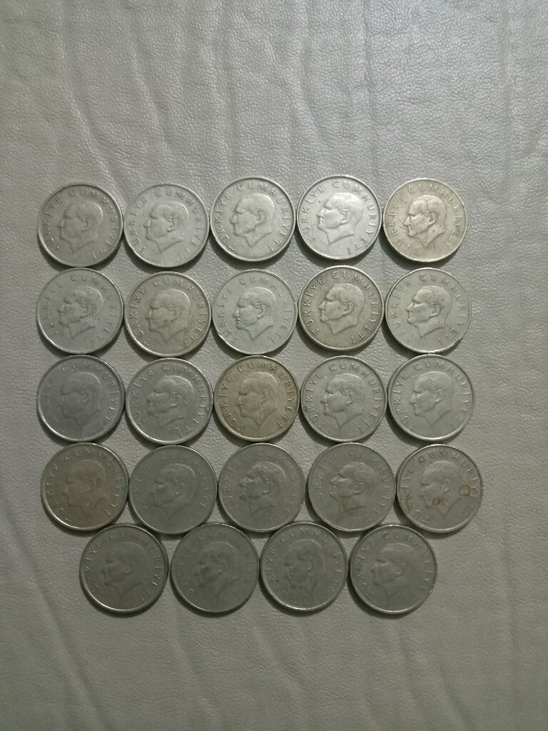 24 adet koleksiyonluk 1996 ile 1999 arası 25 binliralık madeni paralar - 2