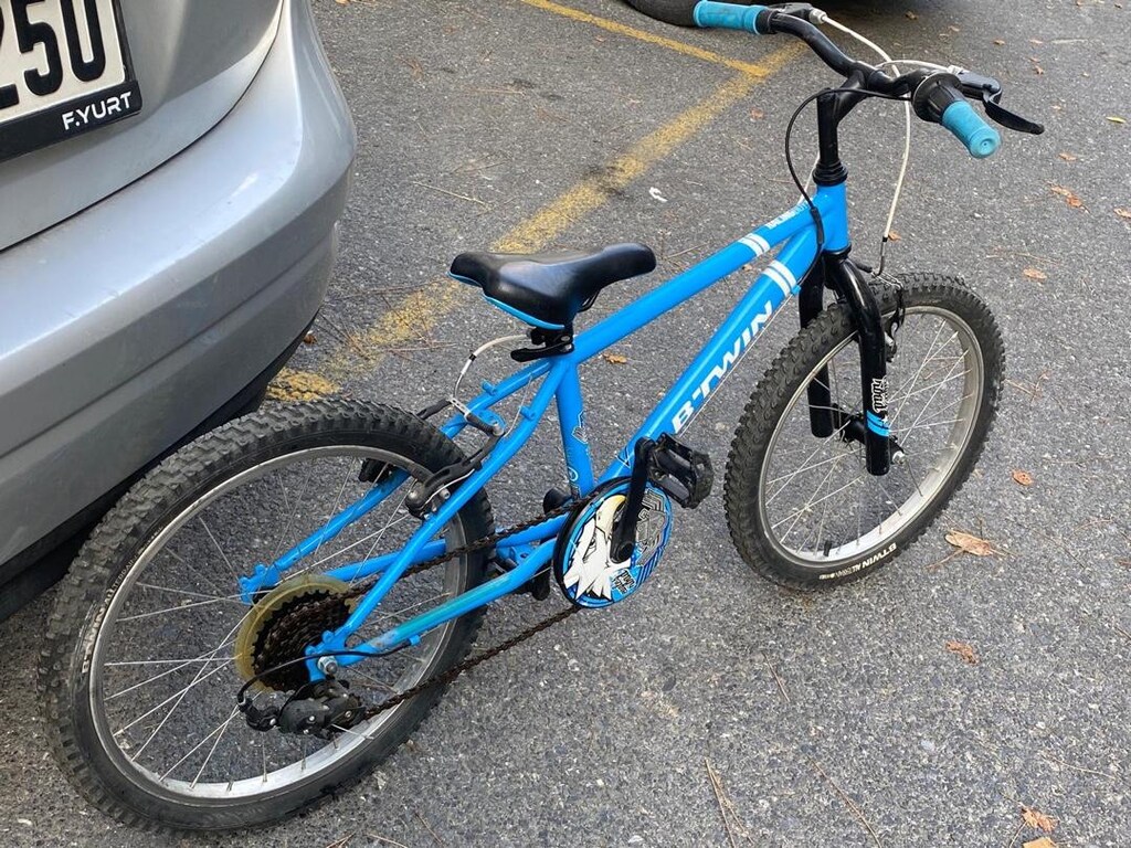 Btwin Racingboy 320 Decathlon 6 vites mavi Rockrider Çocuk bisikleti - 3