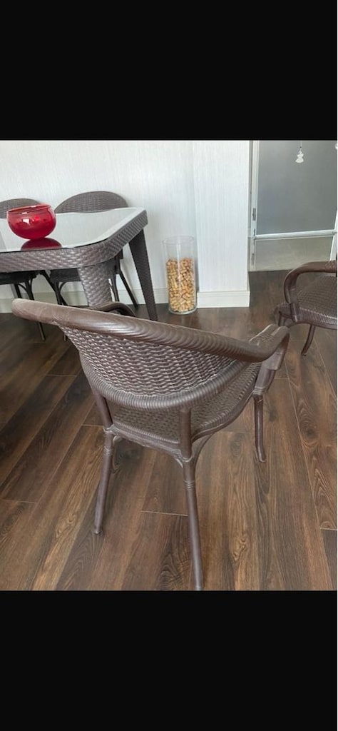 Rattan bahçe mobilya takımı cam masa 6 sandalye - 5