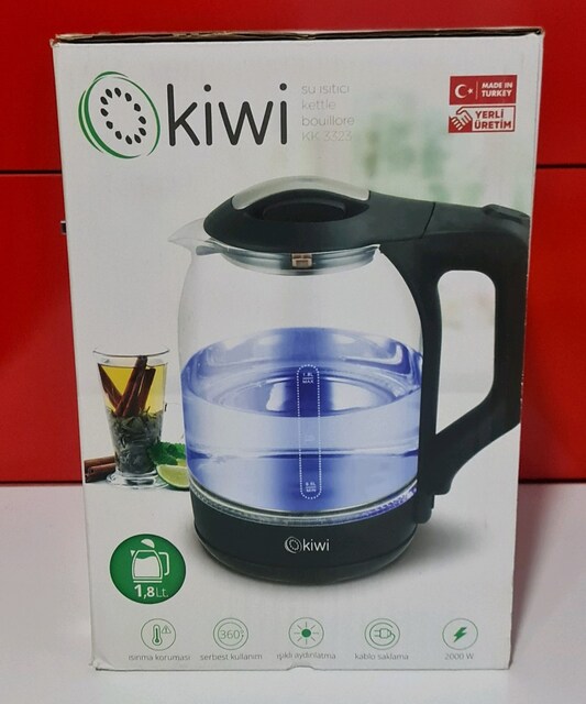 KİWİ KK 3323 CAM catel su ısıtıcı. 1.7 litre 2.000 Watt.
