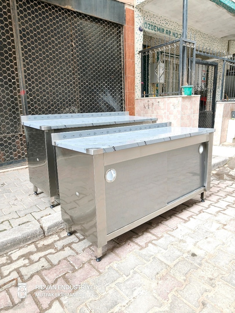 160 cm krom çalışma tezgahı krom tezgah endüstriyel hazır mutfak tezga - 11