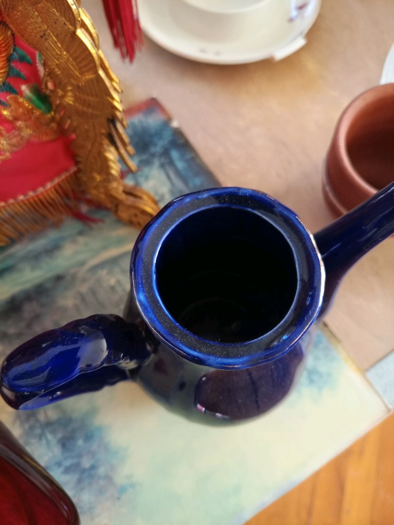 Vintage Seramik / Porselen Kahve Potu – Çiçek Desenli - 3