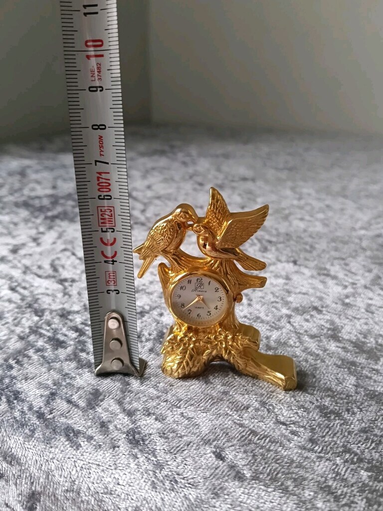 Vintage altın renginde minyatür saat - 3