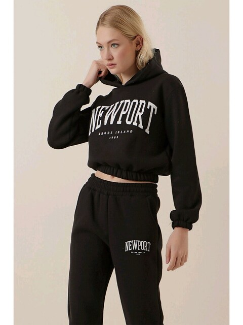 Ellie1984 Crop Kapşonlu Sweatshirt-hoodi