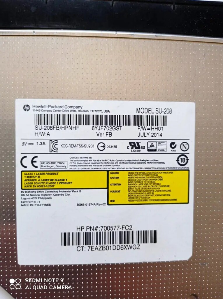 HP DİZ ÜSTÜ BİLGİSAYAR DVD OKUYUCU VE YAZICI SÜRÜCÜSÜ SU-208 - 2