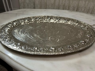 Vintage Oval Gümüş Kaplama Tepsi - 6