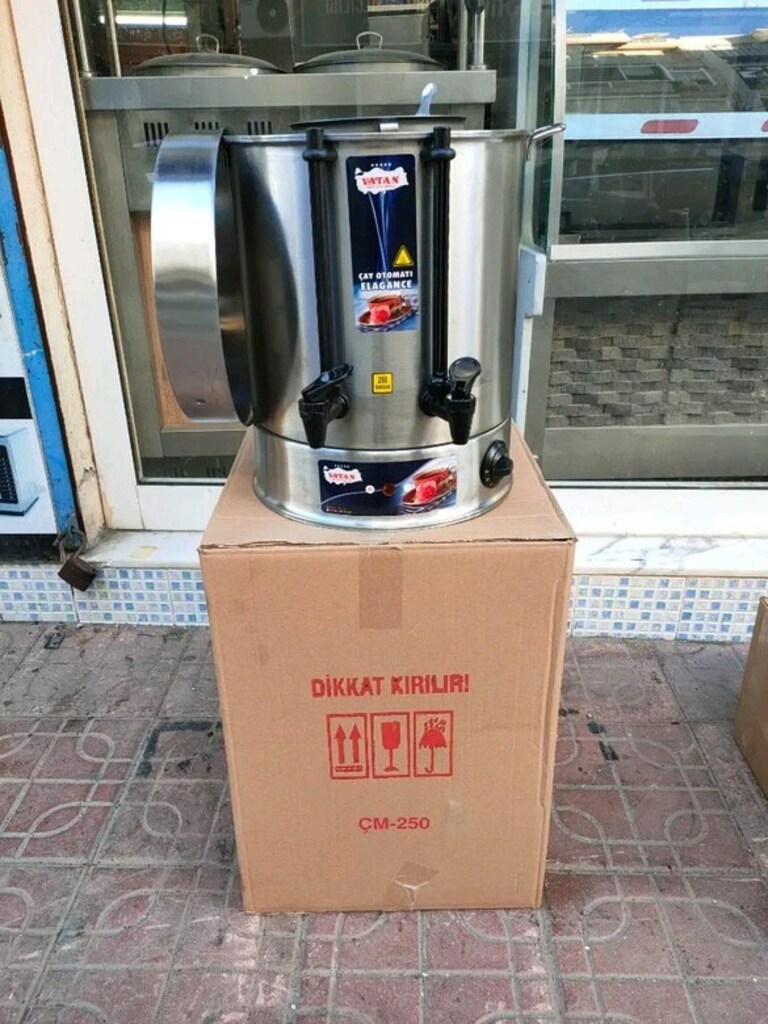 çay kazanı çay botu silindir krom çaycı elektrikli çay kazanı - 3