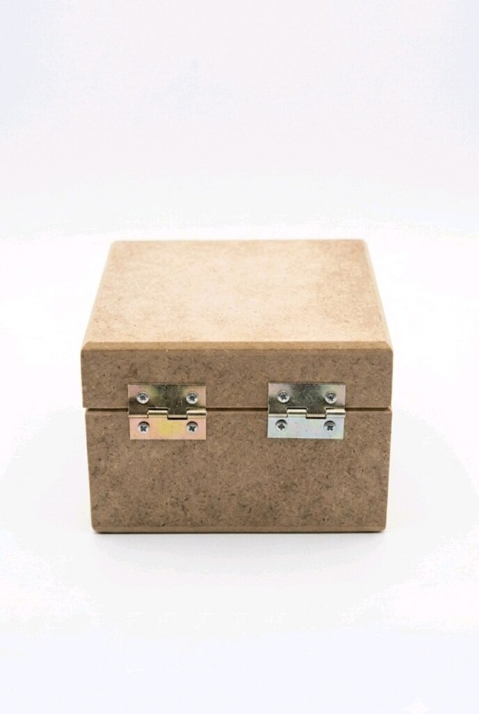 Kapaklı Menteşeli Ham MDF Kutu - Boyamalık 10x10x7 cm - 4
