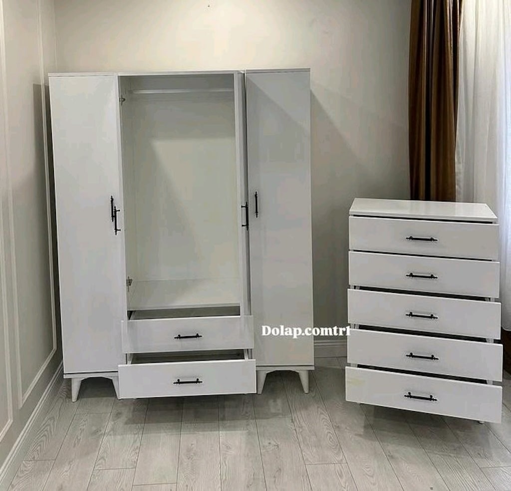 yatak odasi dolap ve sifonyer beyaz -059 - 3