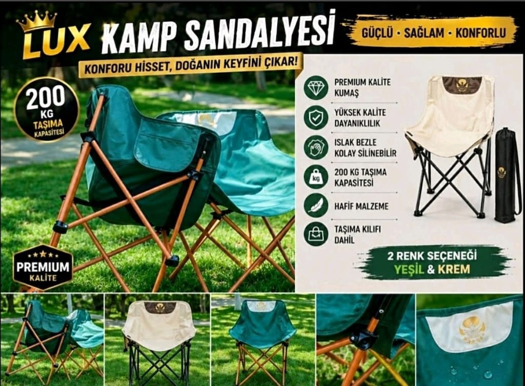 200 kg a kadar taşıyabilen kompakt katlanır kamp sandalyesi - 3