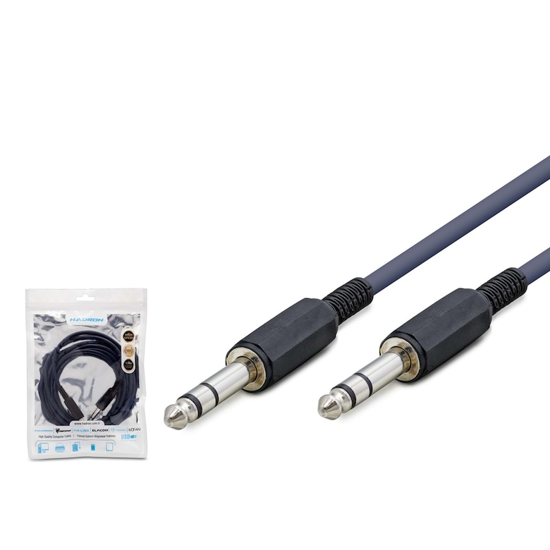 1.5/3 Metre 6.3mm Stereo Çivi Jack 1/4" TRS Erkek-Erkek Kablo - 2