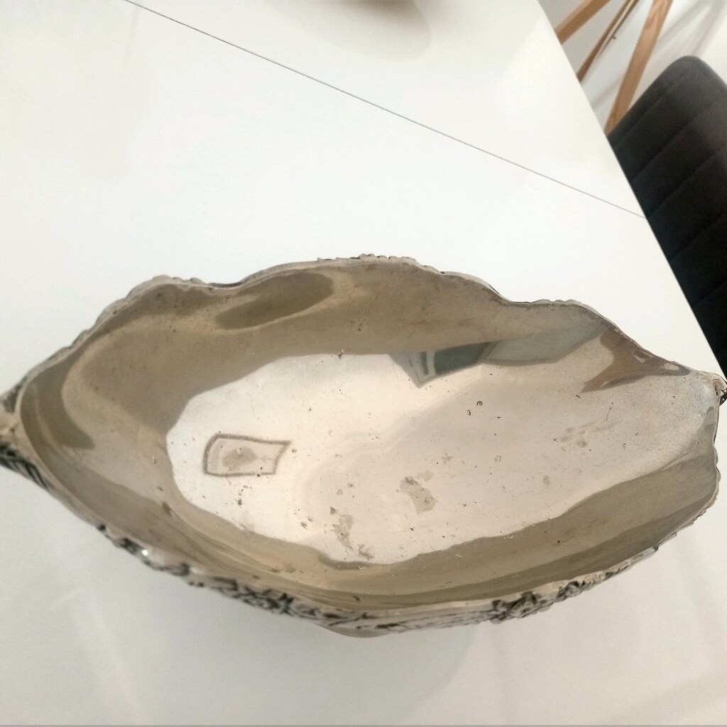 Antik Oymalı 50 Yıllık Pirinç Üzeri Gümüş Kaplama Gondol Şekerlik - 2