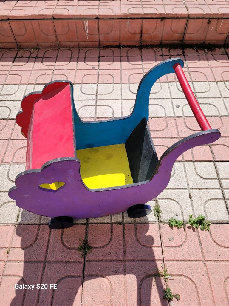 el yapımı bebek arabası süs ahşap - 3