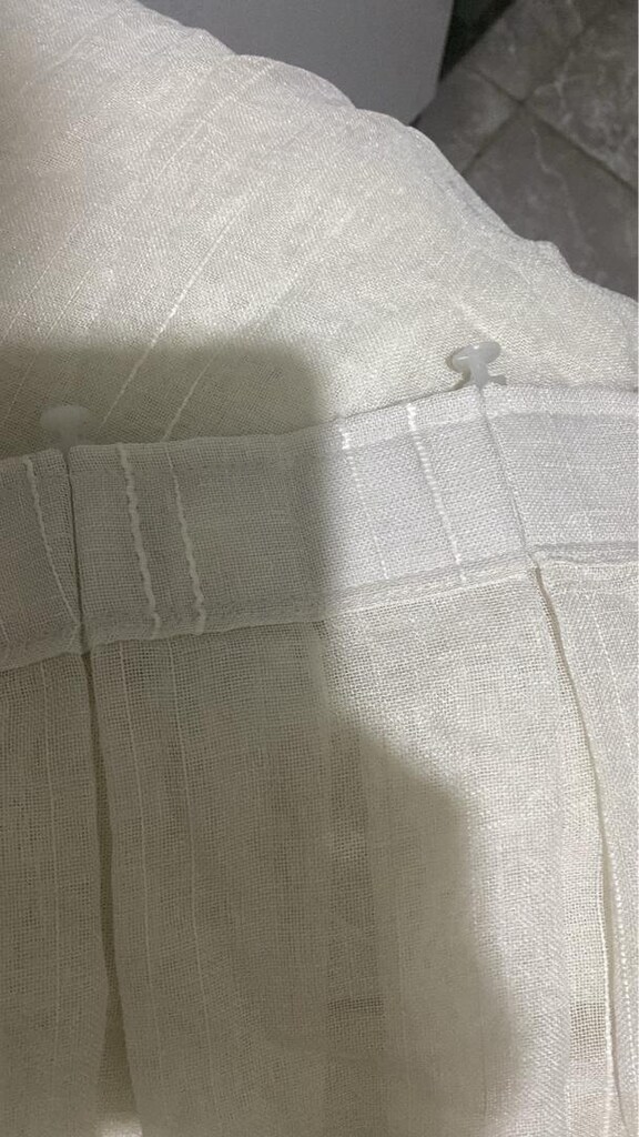 1.50 cm en 2.72 boy aynı ölçülerde 3 parça keten tül perde krem rengi - 4