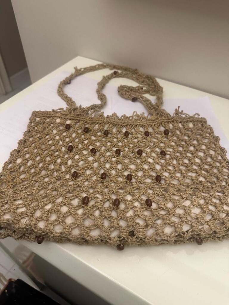 Çanta makrome 35 cm 25 cm içi astarlı fermuarlı el yapımı - 3