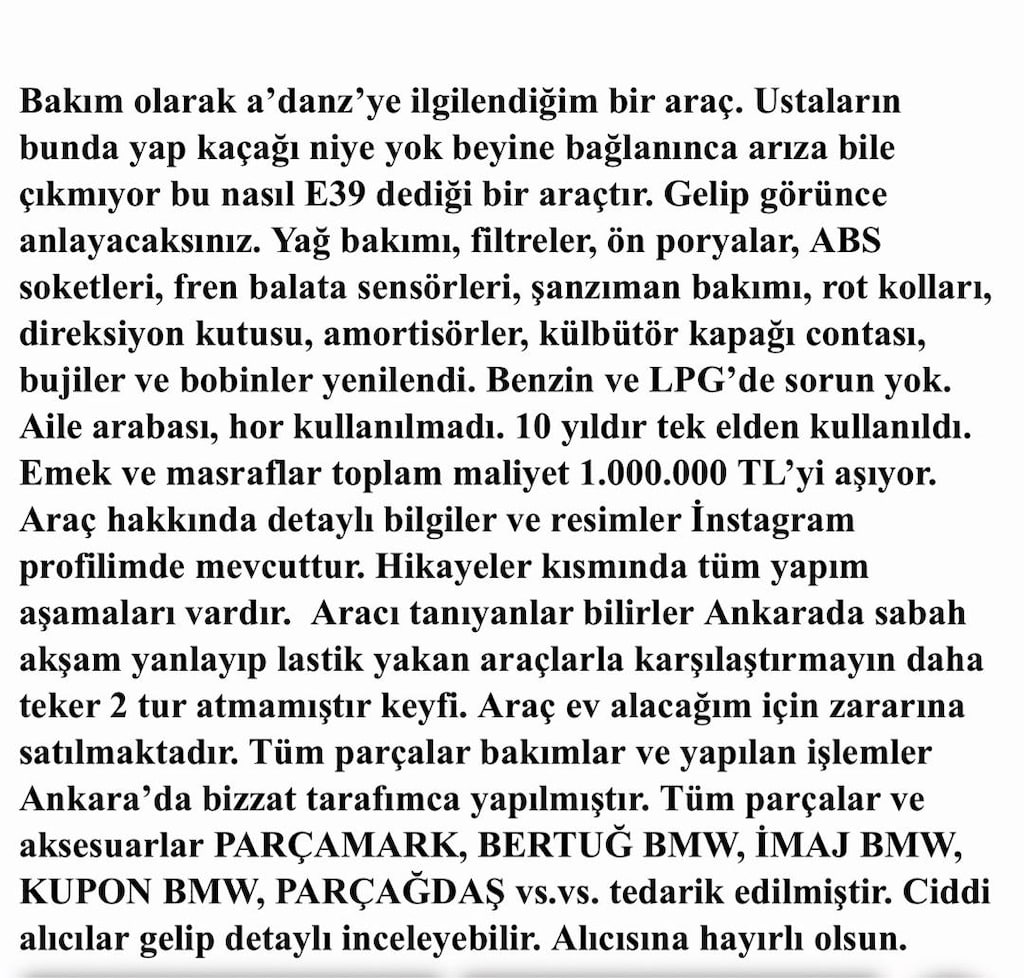 HATASIZ BOYASIZ DEĞİŞENSİZ E39 528İ ACİLL - 19