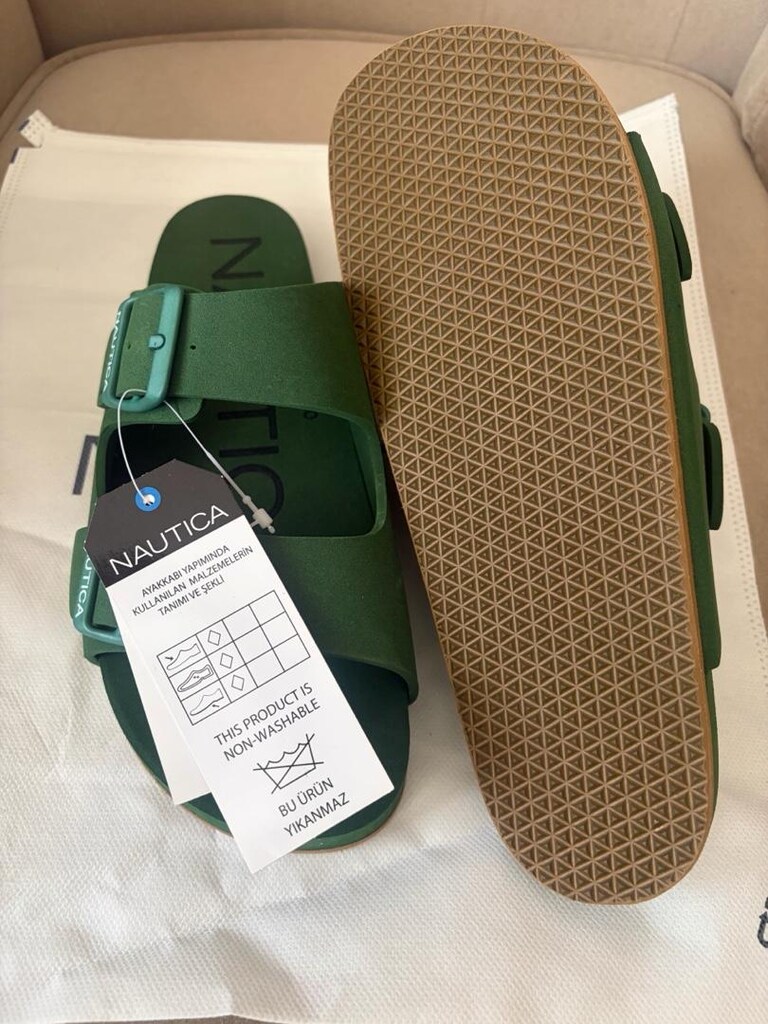 Orijinal nautica terlik 40 numara sıfır etiketli yeşil renk - 4