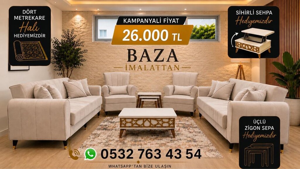 Koltuk takımı sıfır İmalattan halı sehpa akıllı masa hediyeli - 2