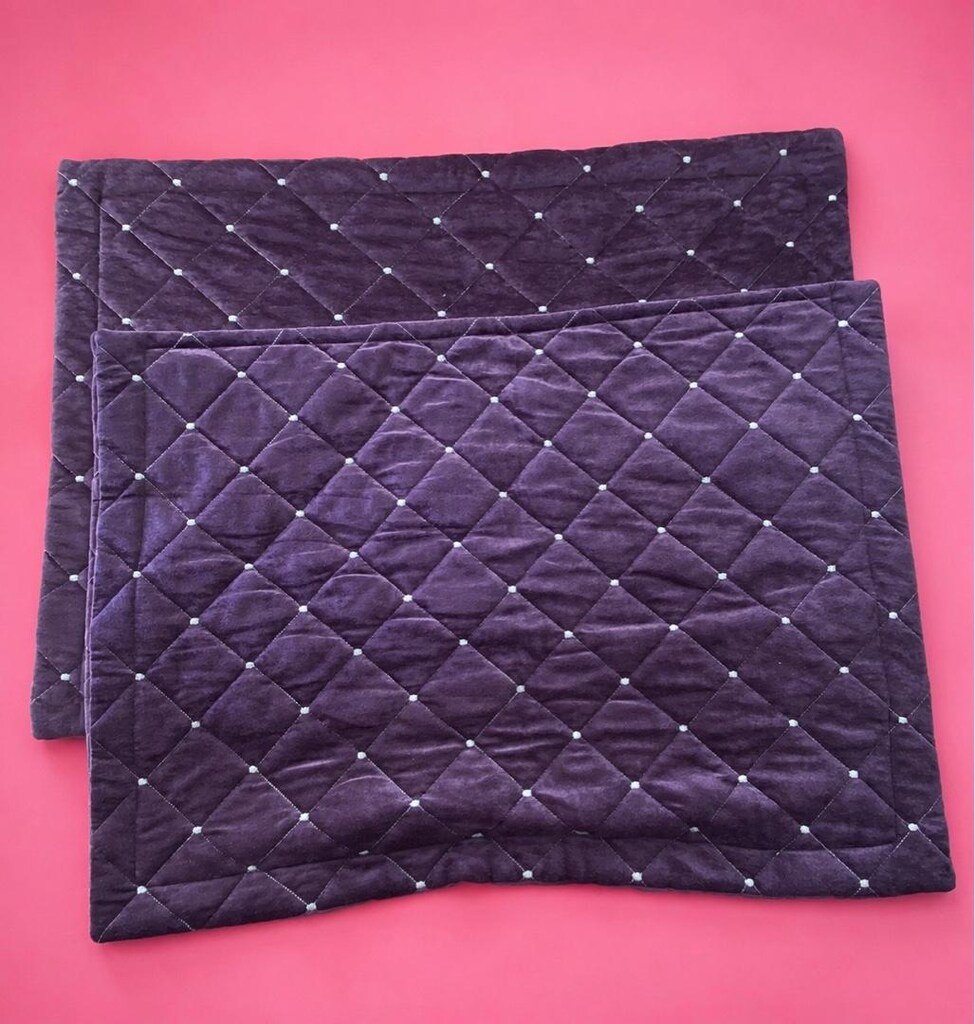 2li Mor Kapitone Kadife Yastık Kılıfı 76x56 cm - 3