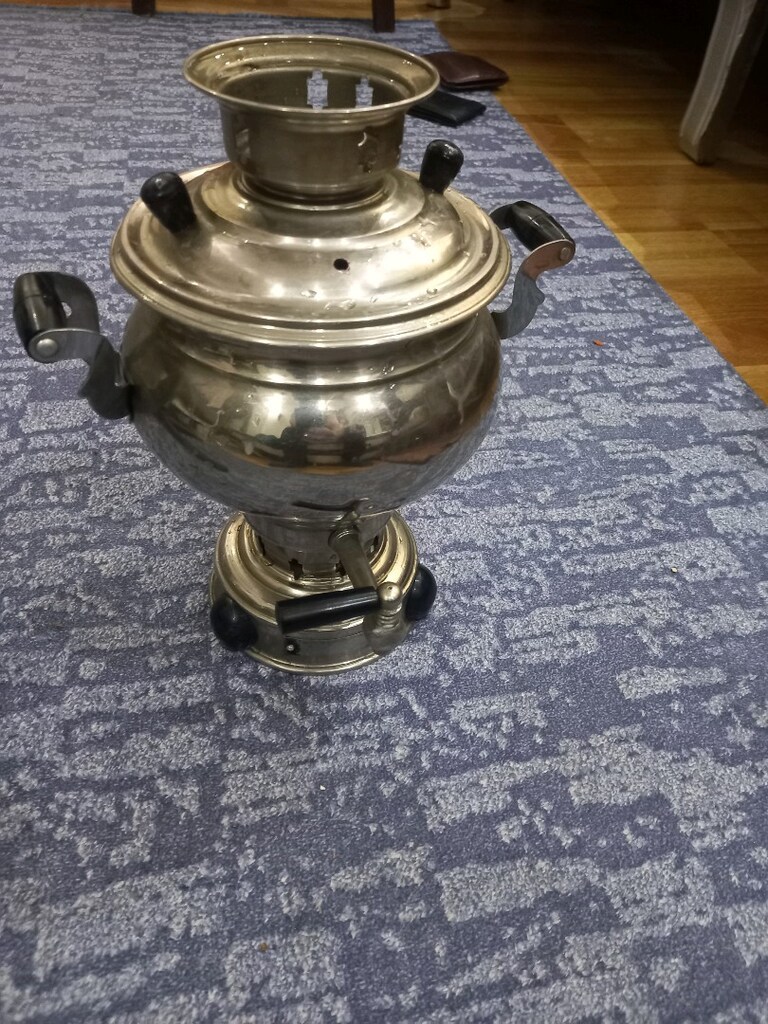 Antika bakir semaver odun ve kömürlü 30 cm boy - 3